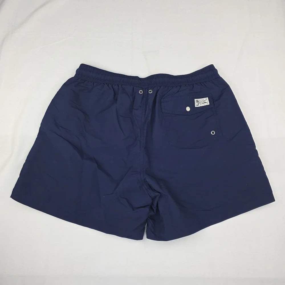 Polo Ralph Lauren Men's XL Navy Red Swim Trunks Mesh Lined Drawstring Pony